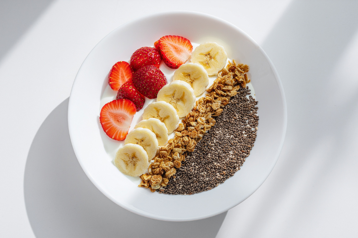 banana yogurt cup for kids with granola and fresh banana
